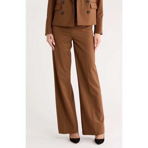 VERONICA BEARD Tonelli Brown Wool Blend Pants - Picture 1 of 8